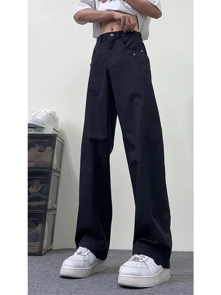 Qui Dry Wide Leg Pants Men's Summer Thin Straight Loose Haome Workwear Waterproof Casual Knife  Pants