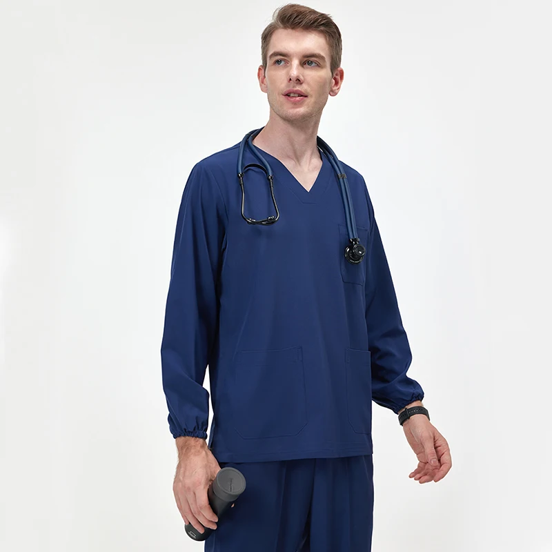 Men Hospital Doctor Uniforms Pet Clinical Workwear Dentist Scrub Sets Quick Dry Medical Staff Surgical Outfits Long sleeves S11