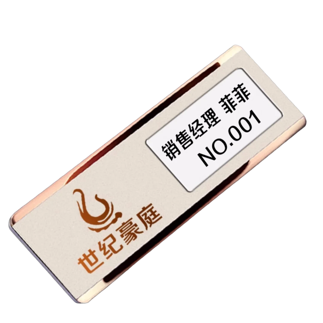 

Высококачественный значок из нержавеющей стали со сменной выдвижной карточкой для салфеток — настраиваемый идентификатор сотрудника, номер и бейдж с именем