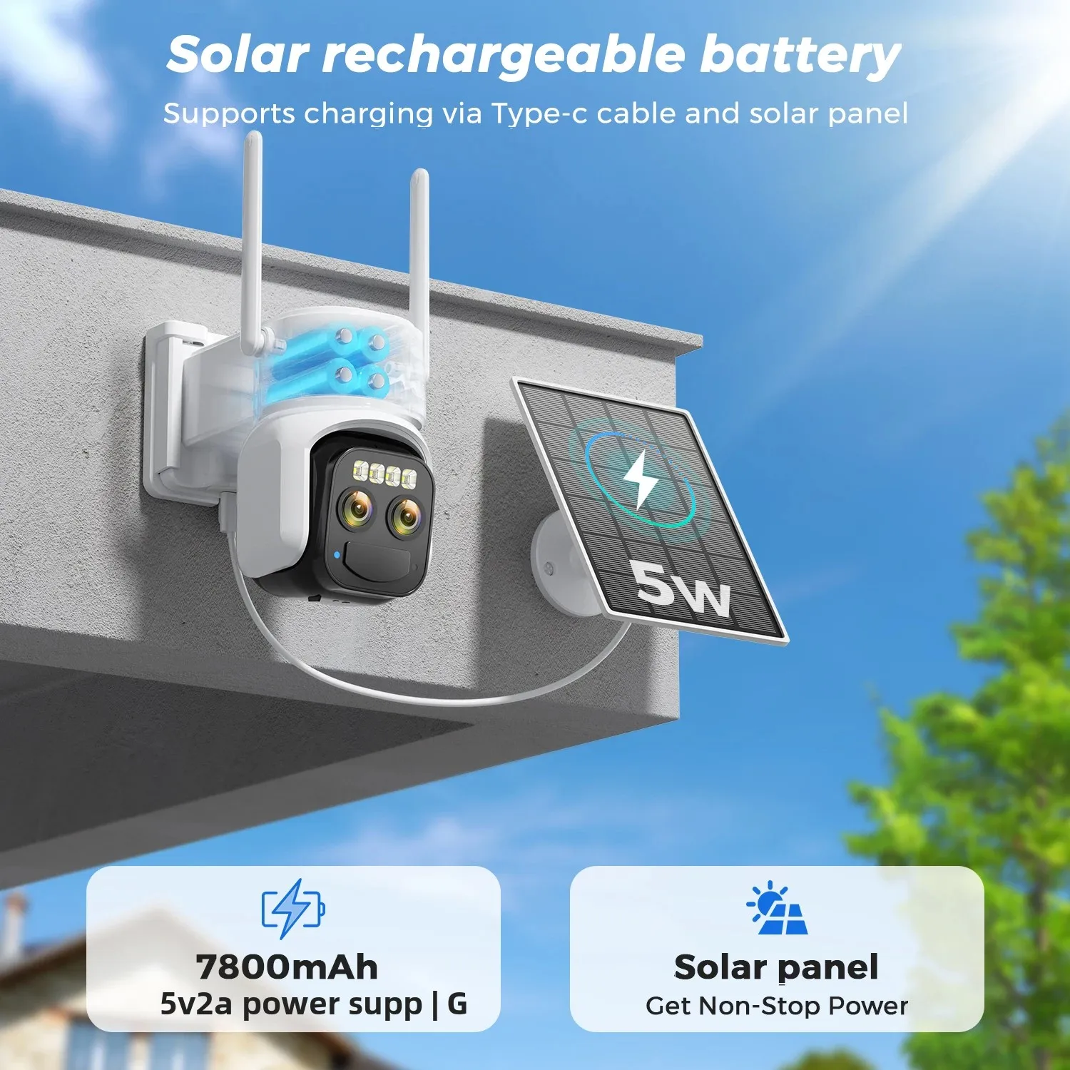 10MP 5K Wireless Solar Wifi Camera Outdoor 10X Zoom Surveillance Camera Auto Tracking 365 Days Standby Security Camera O-KAM PRO