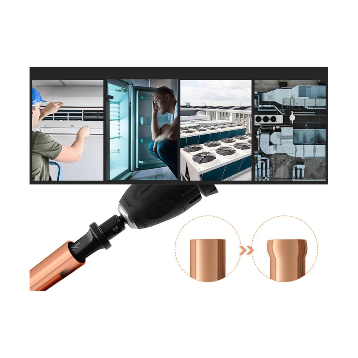 อุปกรณ์ขยายท่อทองแดงด้ามเครื่องปรับอากาศ6ชิ้น