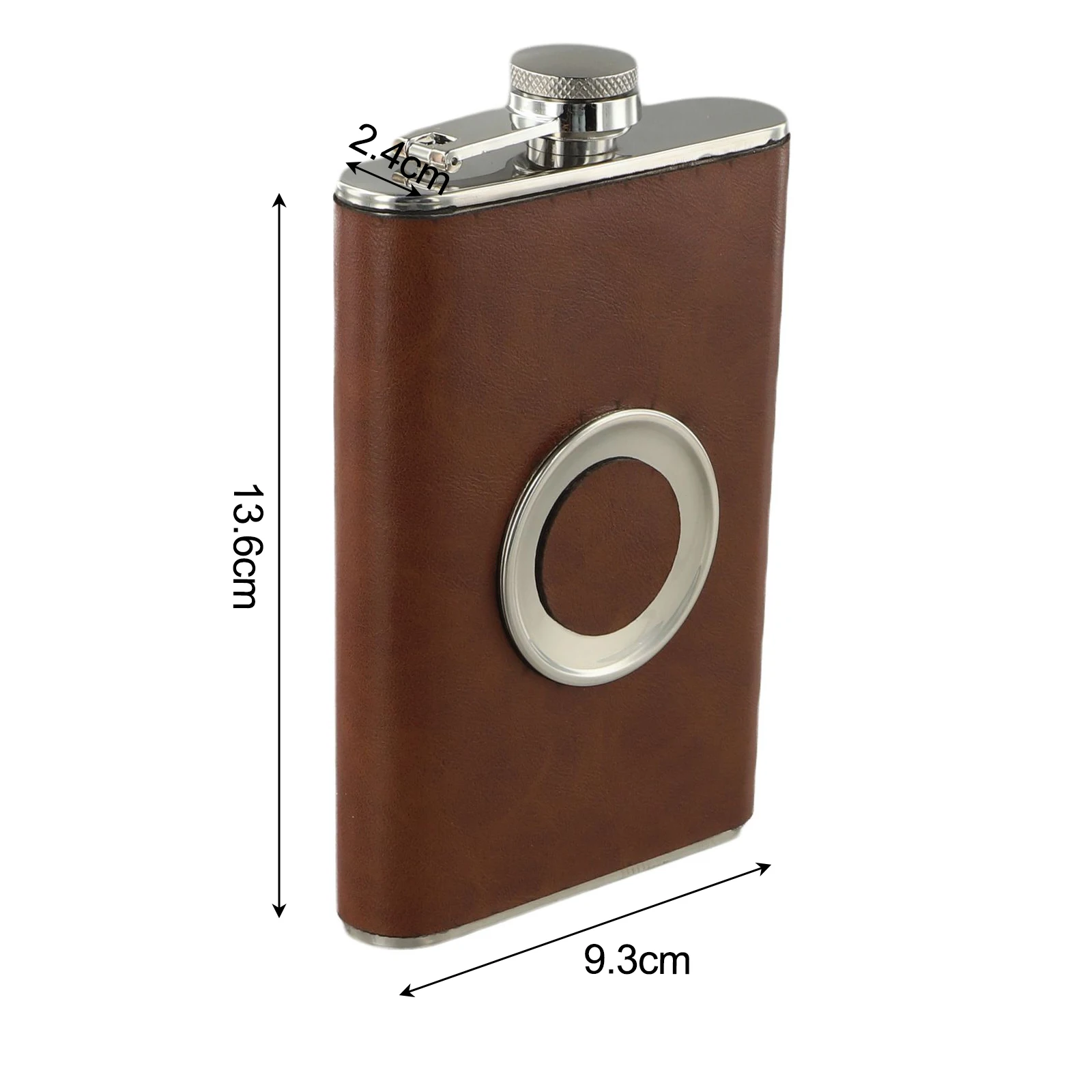 Portable Stainless Steel for hip Flask 8 Oz with Faux Leather Cover Leak for proof Swing Cap and Small Cup for Whiskey and
