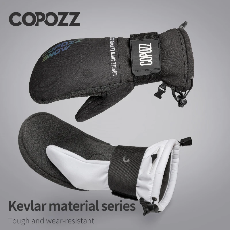 COPOZZ Kevlar Professional Winter Thermal Gloves Men Mittens Thicken -30degree Ski Gloves Warm Waterproof Snowmobile Snow Gloves