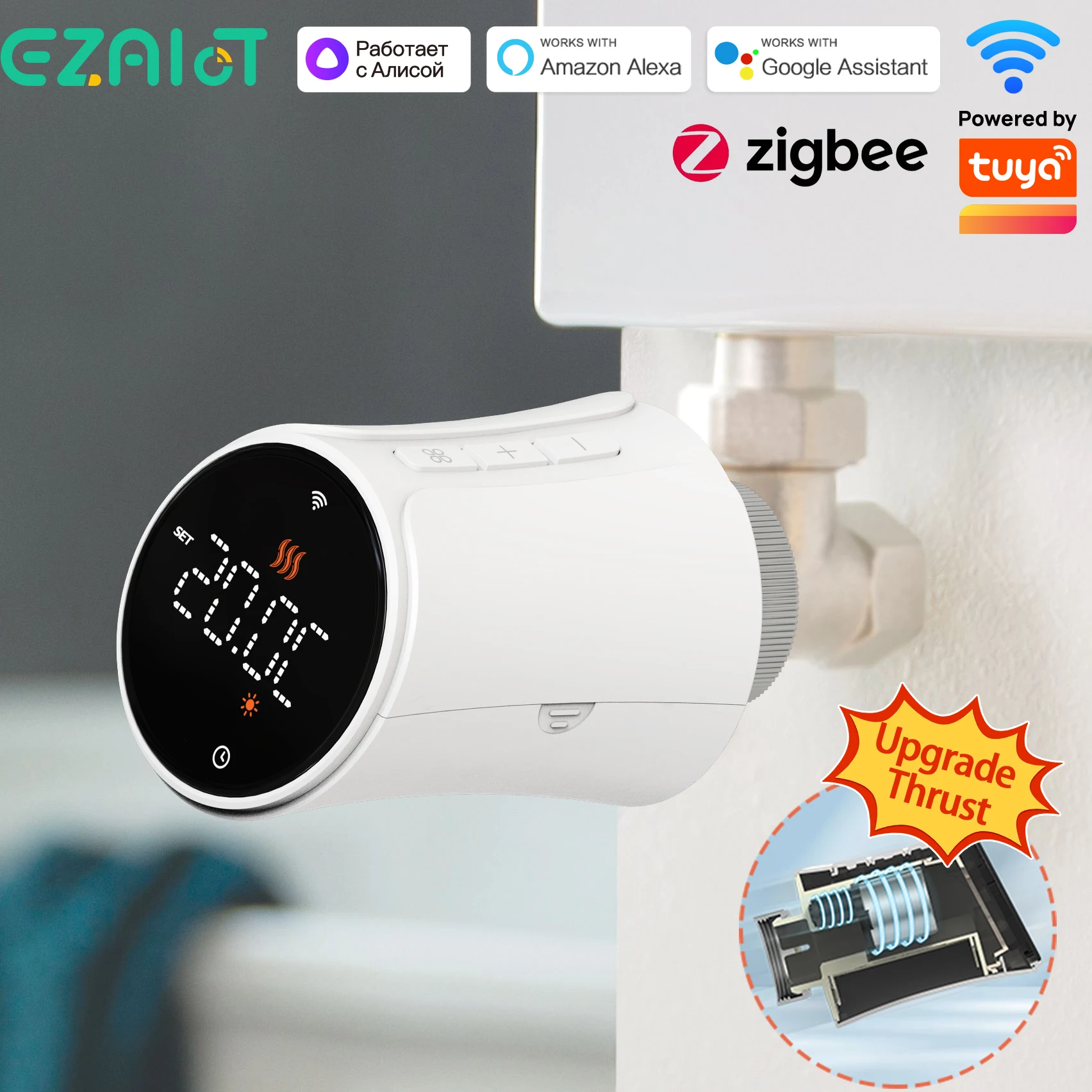 EZAIOT Tuya ZigBee Smart TRV Thermostatventil Thermostat Heizkörperantrieb Temperaturregler Stimme Alexa Google Home Alic – Detail 2