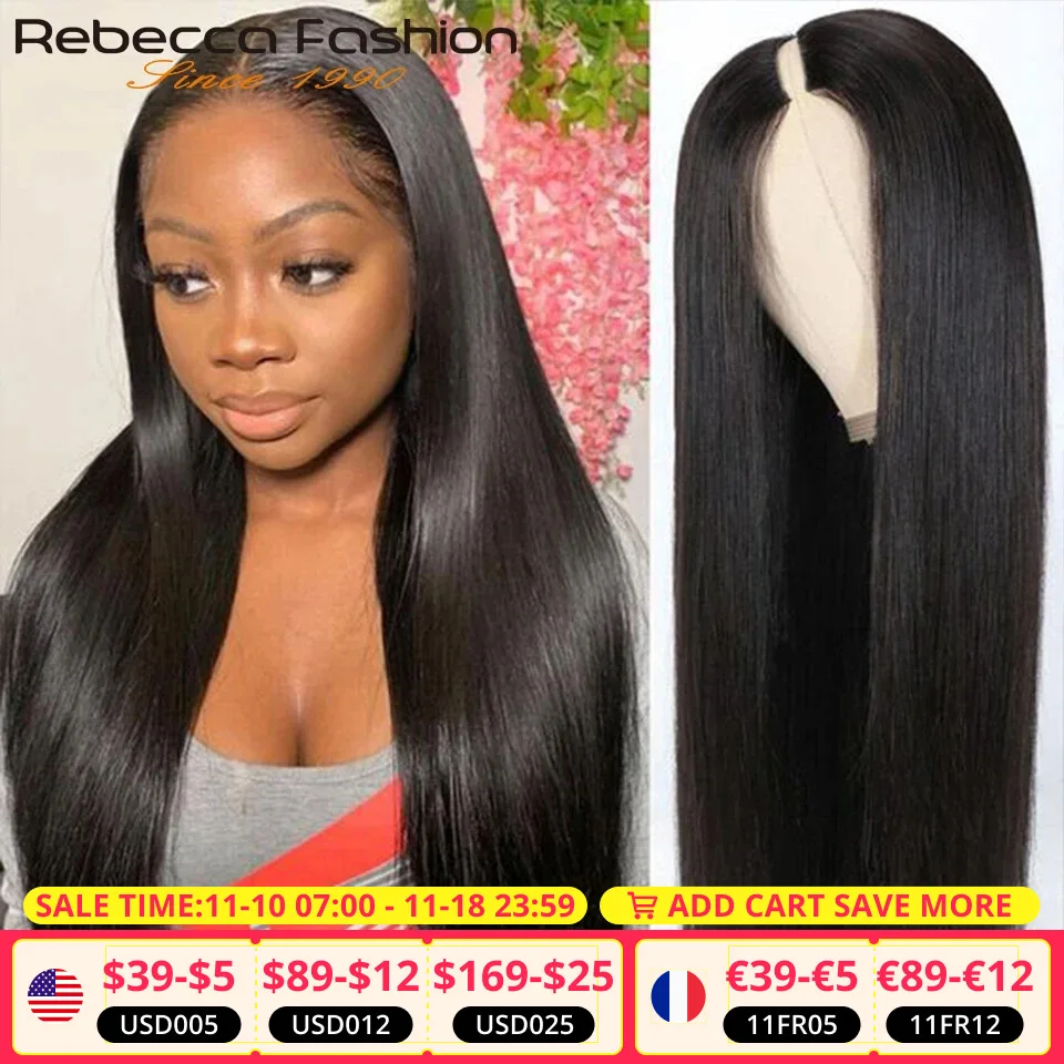 Rebecca Straight Hair U Part Human Hair Wigs For Women Natural Black Brown Brazilian Straight Human Hair V Part Wigs U Shape Wig