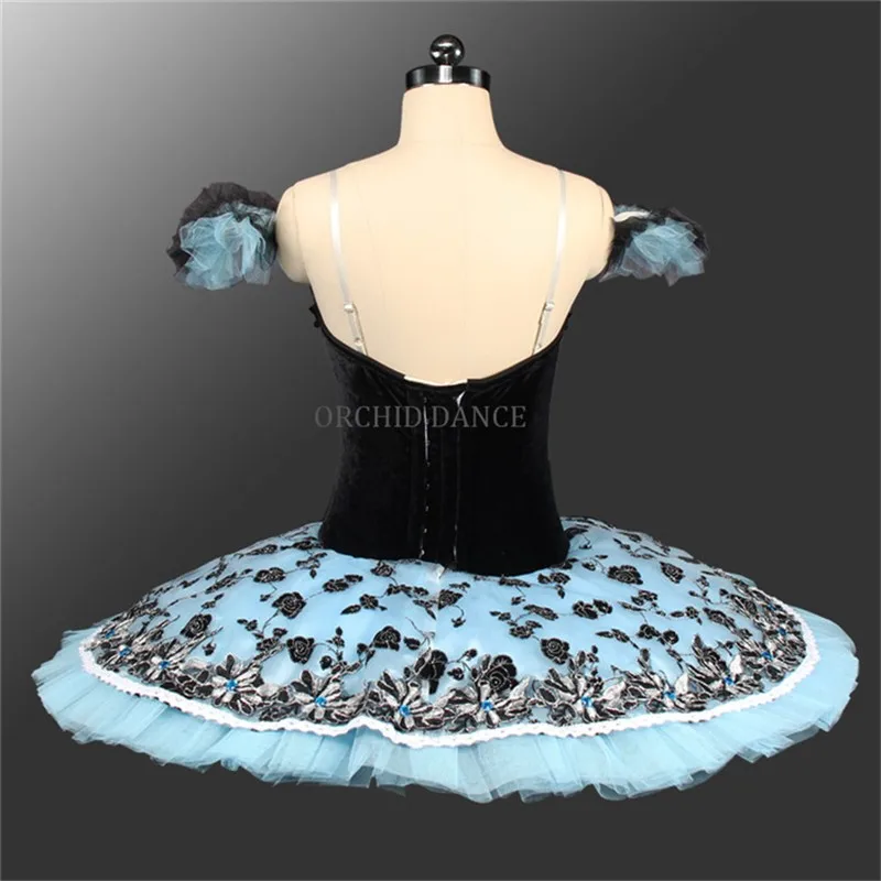 Tamanho personalizado profissional MOQ 1PCS Meninas Performance Wear Veludo Azul Ballet Tutu