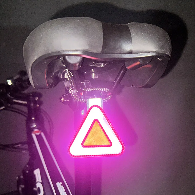 Elastic Reflective Triangle Sign Multifunctional Bicycle Saddle Hanging Reflector Night Riding Safety Warning Tag Safety Protect image 2