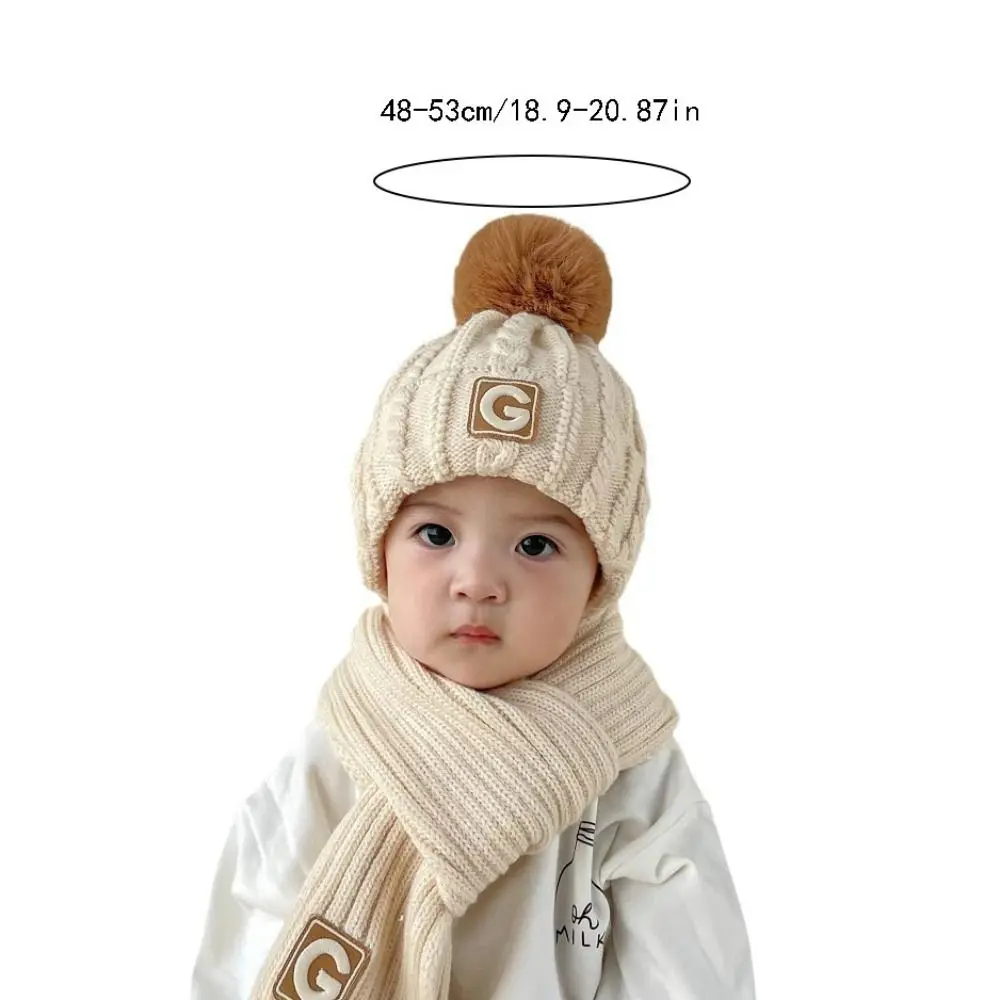 Winter Thicken Children's Hat with Scarf Ball Solid Color Crochet Hat Korean Style Neck Warmer Baby Ear Protection Hat Girls