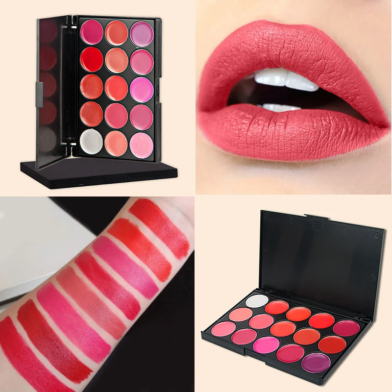 15 Colors Lipstick Palette Matte, Moisturizing And Non Fading, Non Stick Cup, Makeup Tray Easy To Color  Ideal Valentine\'s Gift