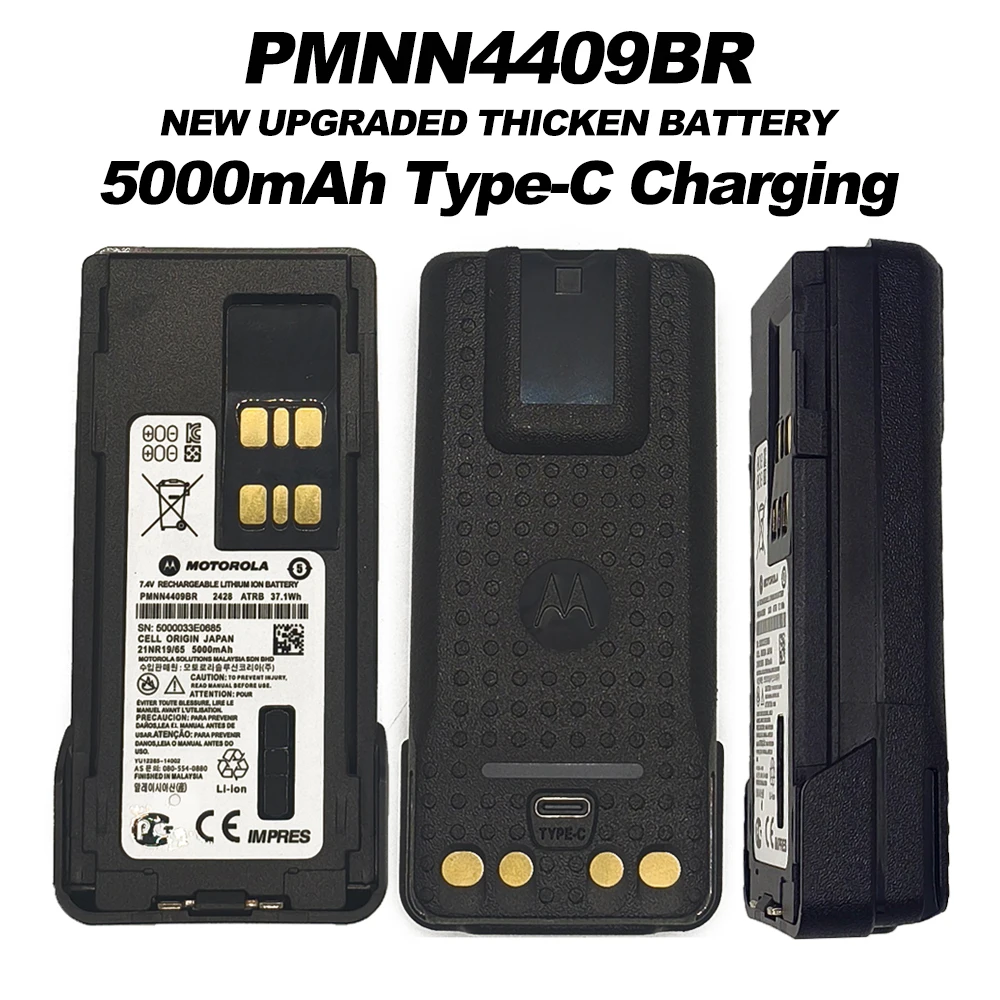 5000mAh New PMNN4409BR Battery Type-C Walkie Talkie Li-ion Battery For Motorolo XIR P8668 P6600i GP328D GP338D XPR3300 Radios