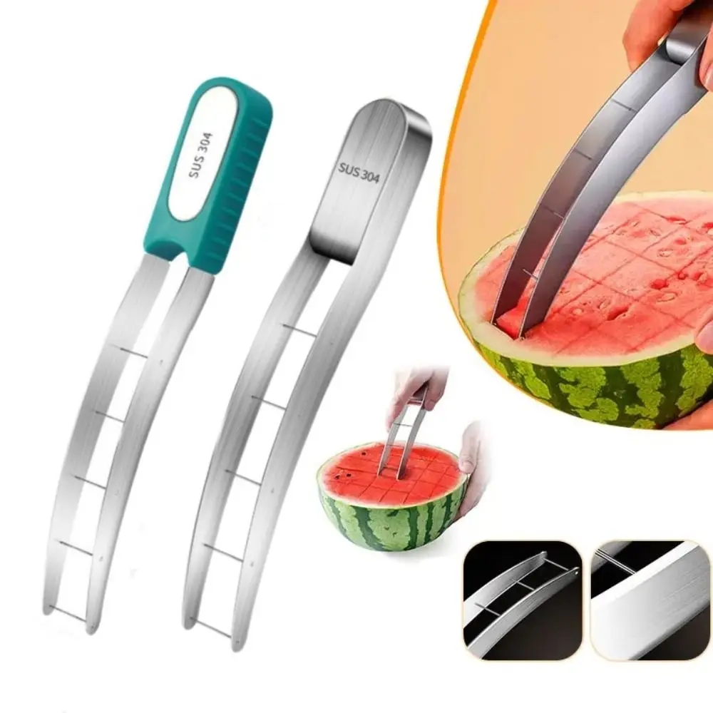 Stainless Steel Watermelon Cutter Slicer Kitchen Gadget Non Rusting Watermelon Cube Cutter Reusable Fruit Cutting Tool Kitchen