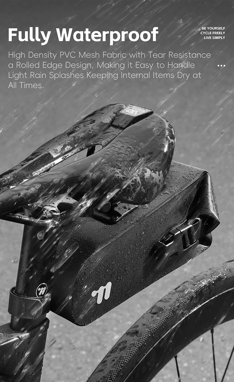 WEST BIKING Fahrradsatteltasche, wasserdicht, Schnellverschluss, Fahrrad-Hecktasche, 3D-Fahrradaufbewahrungstasche, reflektierend, für Rennrad, MTB, Gravel – Detail 10