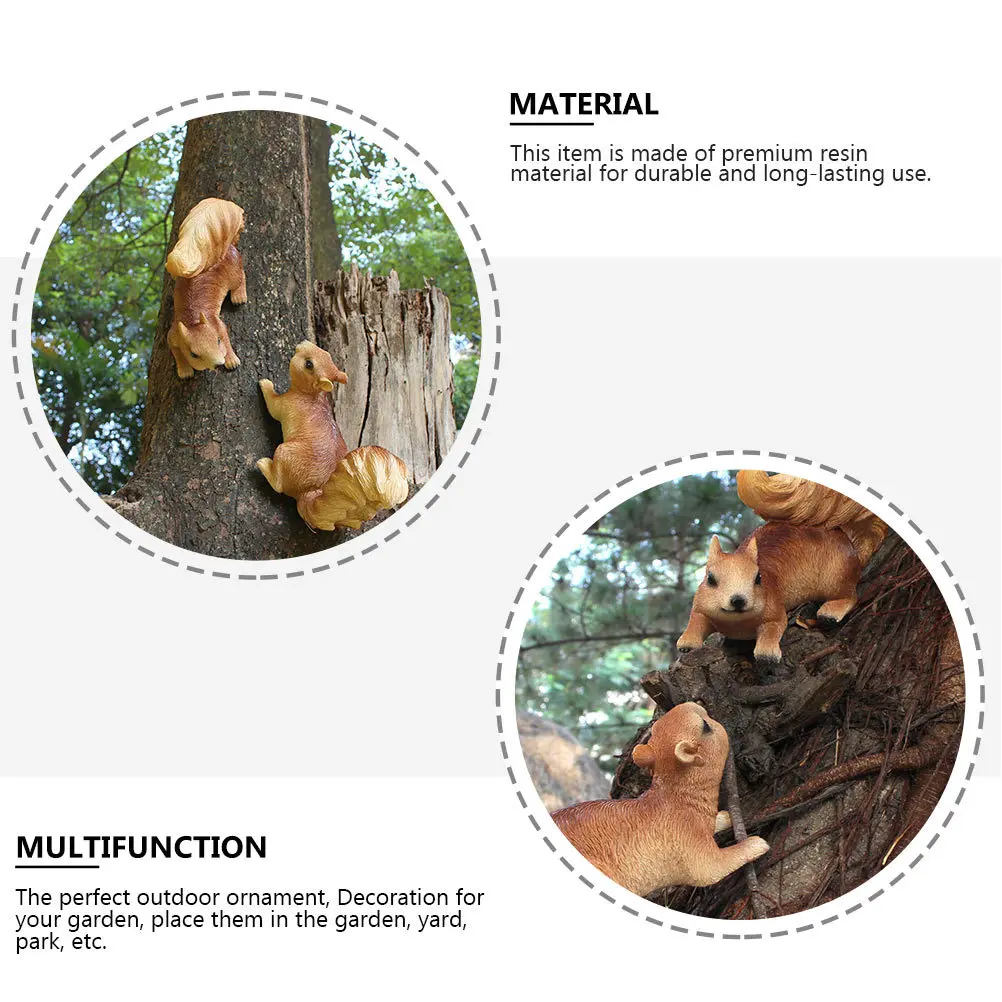 

2Pcs Resin Squirrel Decor Adorable Garden Statue Outdoor Yard Adornment Lifelike Landscape Ornament Resin Squirrel Ornament