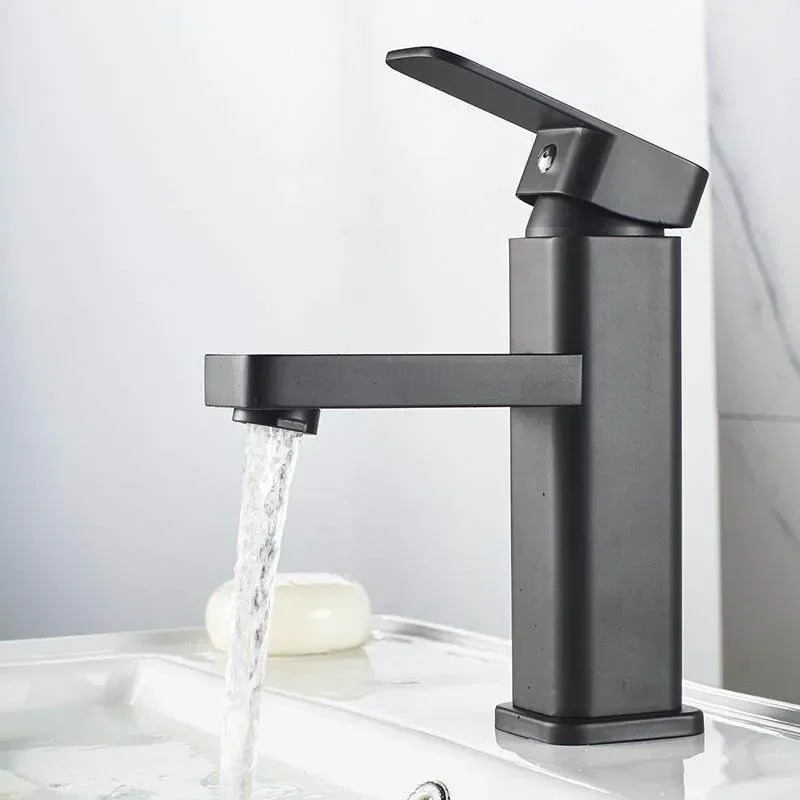 Bathroom Faucet Hot&Cold Mixer Tap Deck Mounted Bathroom Basin Faucets Black Square Washbasin Sink Bathtub Faucet