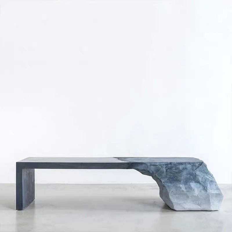 

Carbonized Black Table Designer Glacier Rock Bench Creative Arts Hotel Homestay Model Room Furniture High-end Furniture