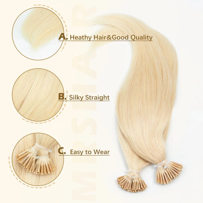 MRSHAIR I Tip Estensioni dei capelli umani Veri capelli umani Pre incollati Micro Perline Capsule per capelli Capsule Microlink Capelli 50 fili / pacco