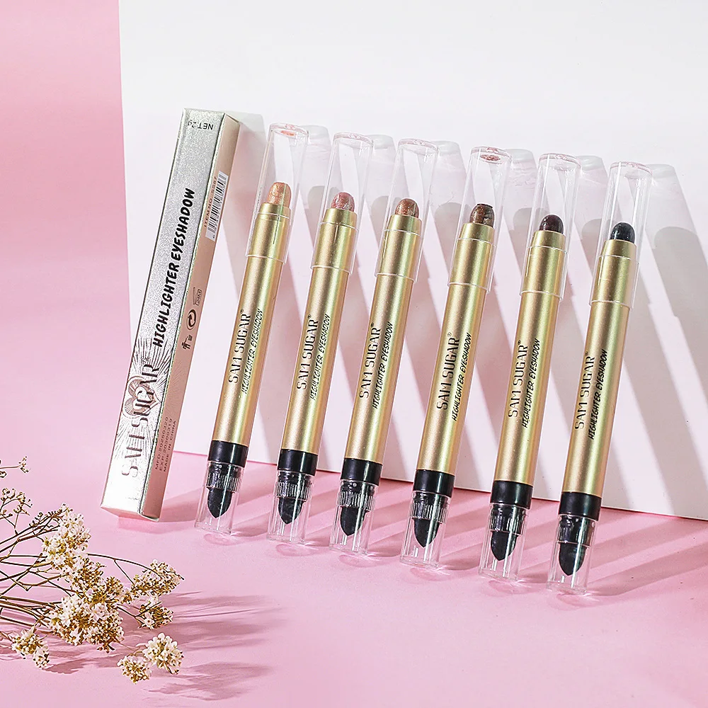 デュアルエンド ハイライター スティック パール光沢 シマー コントゥア＆グロー アイシャドウ ペンシル ワンスワイプ アプリケーション 長時間持続する美しさ