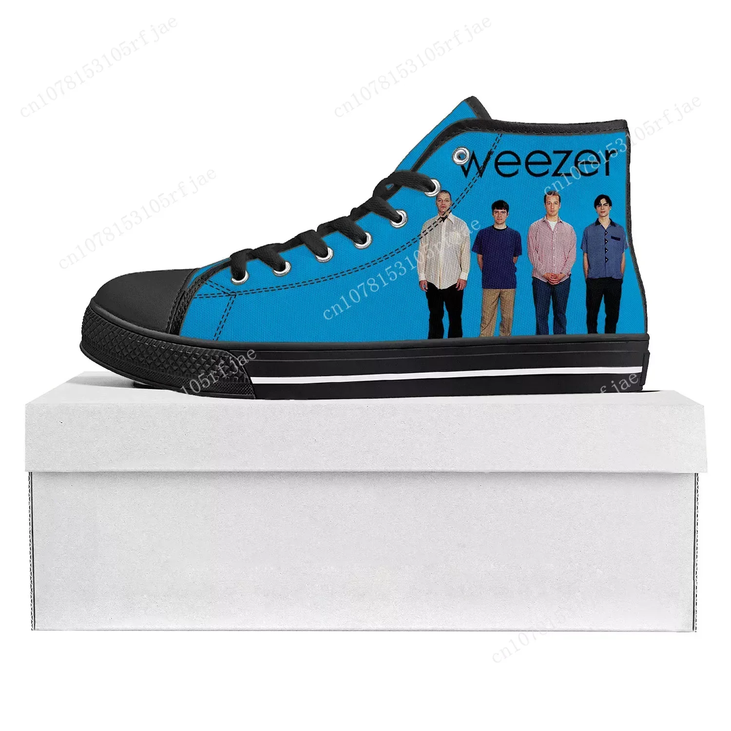 

Weezer Pop Rock Band High Top High Quality Sneakers Mens Womens Teenager Canvas Sneaker Casual Couple Shoes Custom Shoe Black