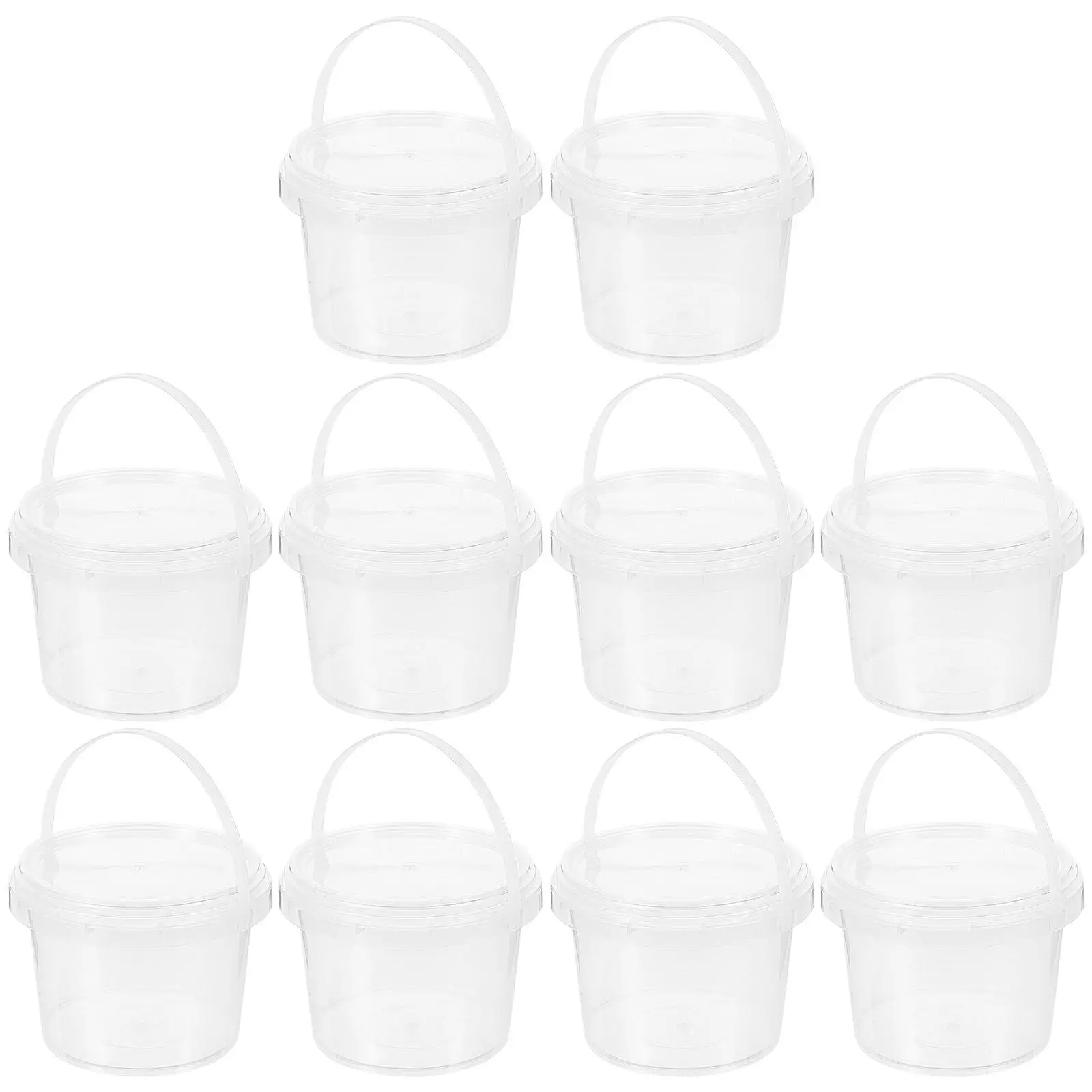 10Pcs Plastic Water Honey Storage Bucket multiuse transparent Food Ice cream Snacks Nut Storage Buckets Bucket with handle for