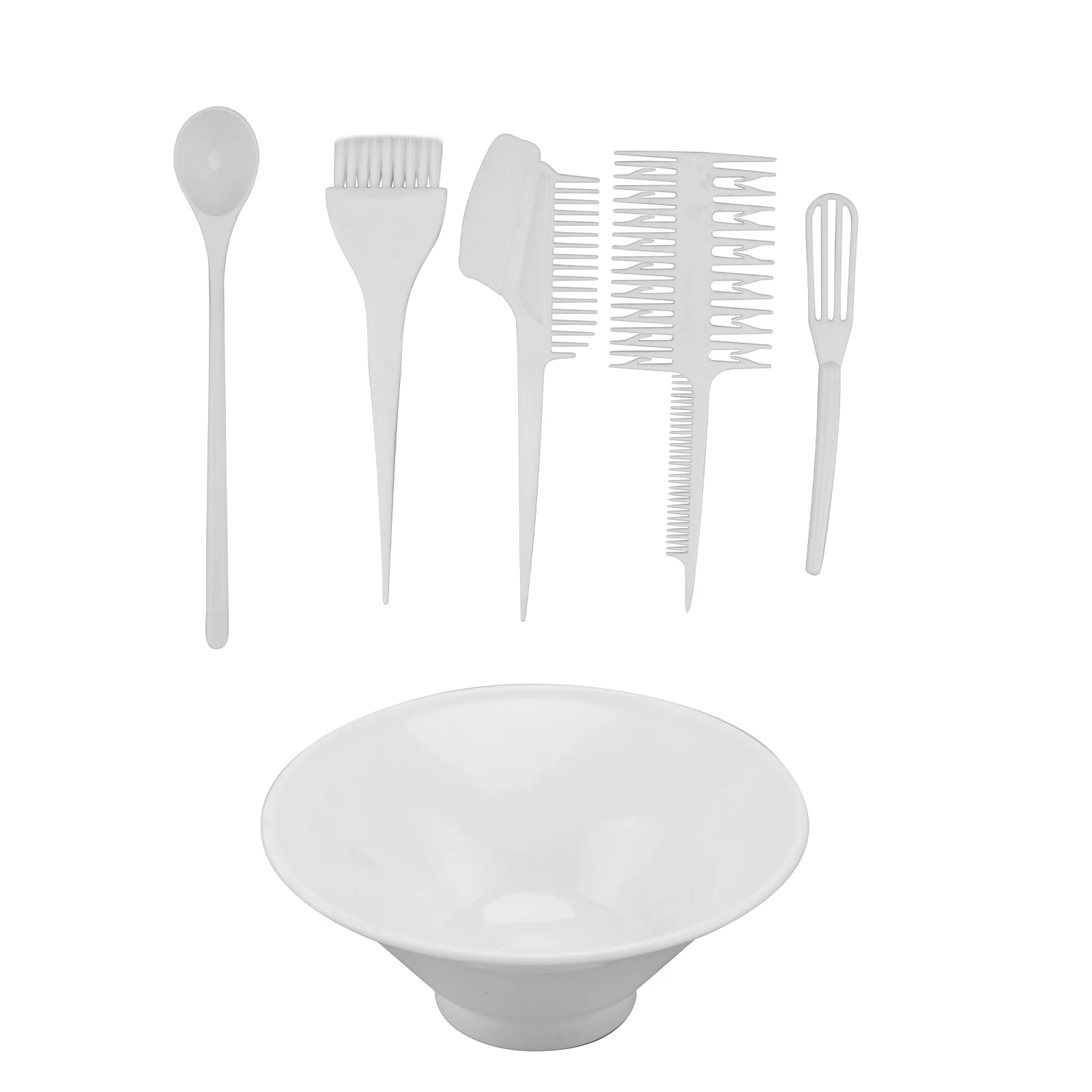 

6 Pcs/1 Hairdressing Tools Set Dye Comb Coloring Brushes Professional Bowl Kit White