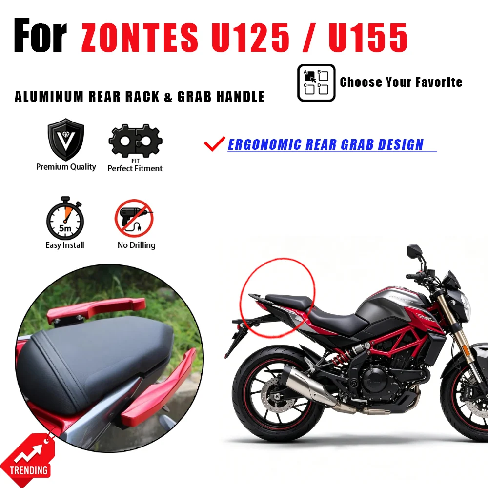 

For ZONTES U125 U155 Motorcycle Rear Tail Rack Luggage Carrier Grab Handle Support Frame Accesorios Moto Portaequipajes Parts