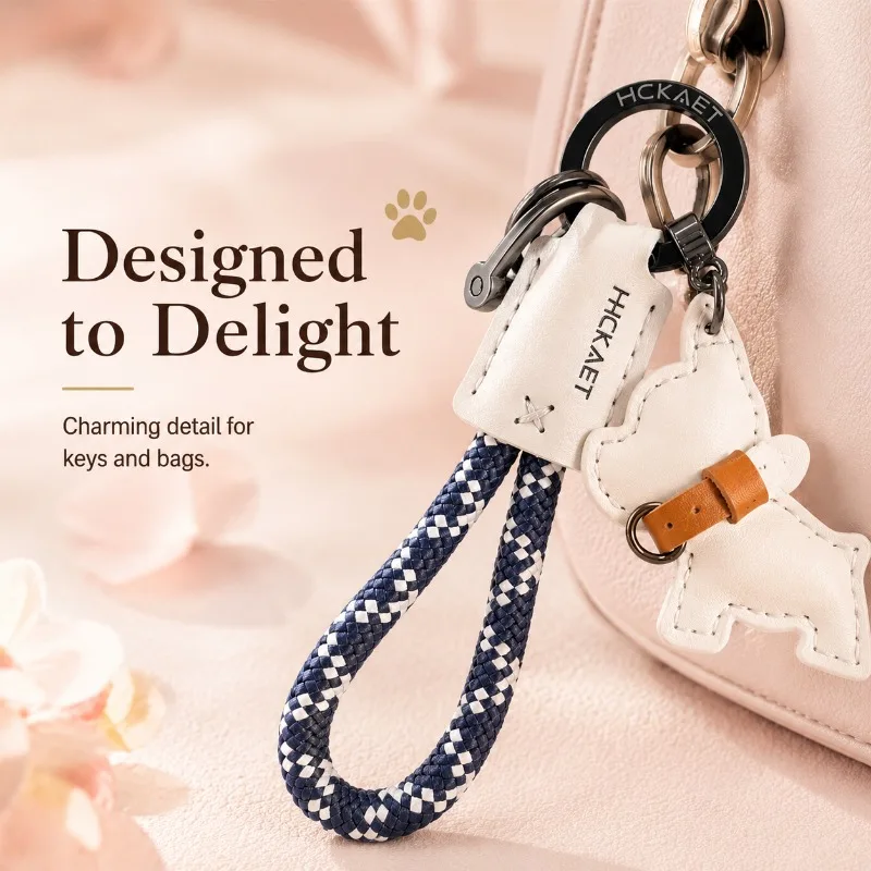 Leather Hanging Rope Keychain - Creative Design - Fighting Dog Puppy - Animal Bag - Keychain - High-end Car Keychain - Gift