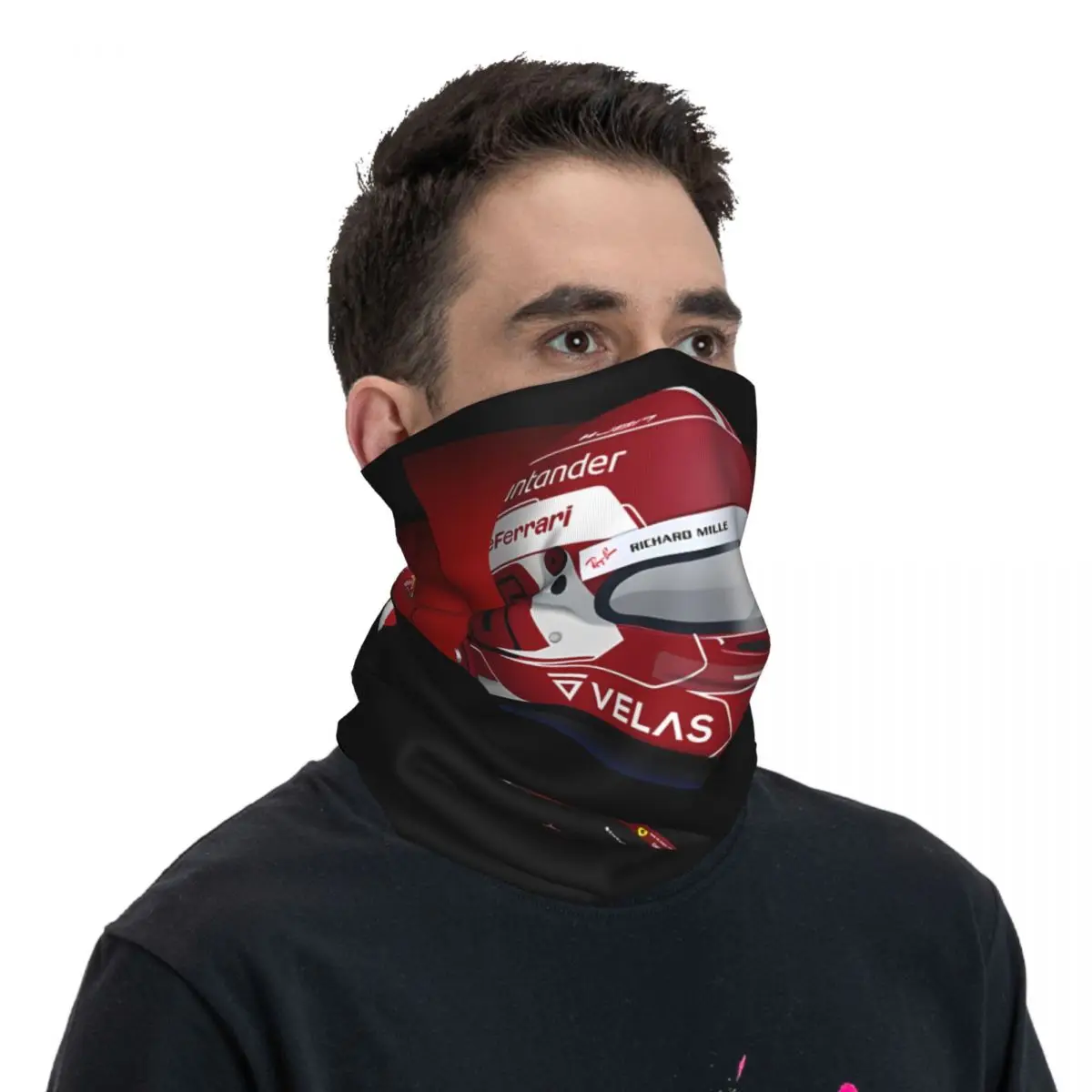 Trendy Charles Leclerc Bandana Neck Gaiter Printed Motocross Wrap Scarf Multi-use Balaclava Cycling Unisex Adult All Season