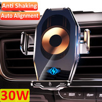 Automatic Alignment 30W Wireless Car Charger Air Vent Mount Phone Holder For iPhone 14 13 12 Samsung Xiaomi Fast Charging Stand