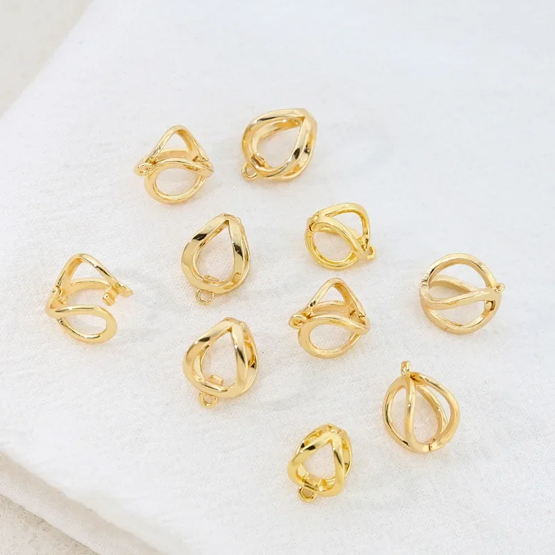 3Pcs Brass Gold Plated  Pearl Enhancer Pendant Bail Clips Clasp Connector For Diy Bracelet Necklace Jewelry Making Accessories