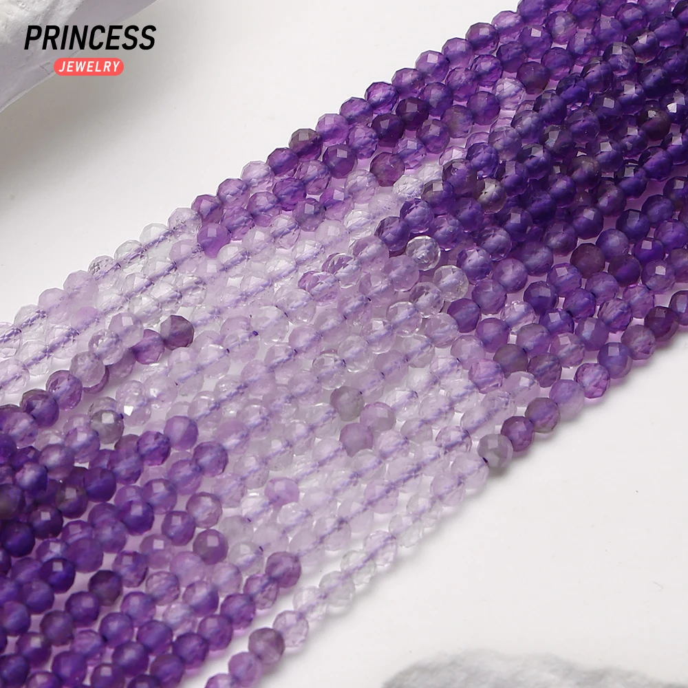 

A+ Natural 3mm Gradient Amethyst Faceted Beads Loose Crystal Beads for Jewelry Making Bracelet Necklace DIY Accessories