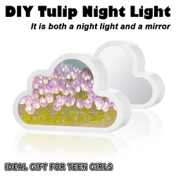 Luz LED de noche con forma de nube colorida, luz de ambiente con forma de tulipán, alimentada por USB/batería, decoración de fiesta de Navidad para el hogar, bricolaje, 20/21LED