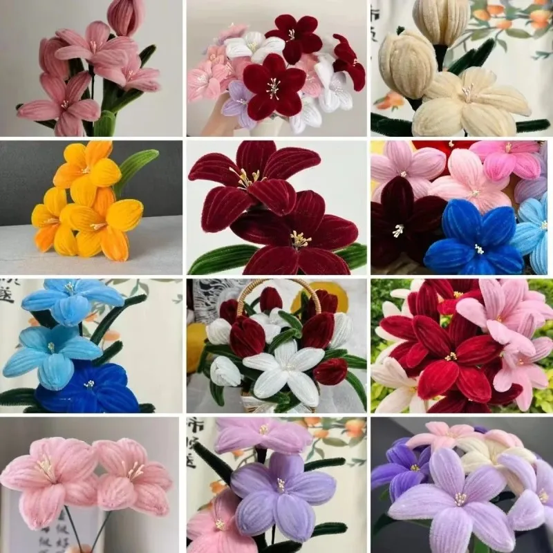 Chenille-Stiele in Großpackung, Pfeifenreiniger, DIY-Blumenstrauß-Materialset, Bastelbedarf, Kunstprojekt, Geburtstagsgeschenk, Dekorationen