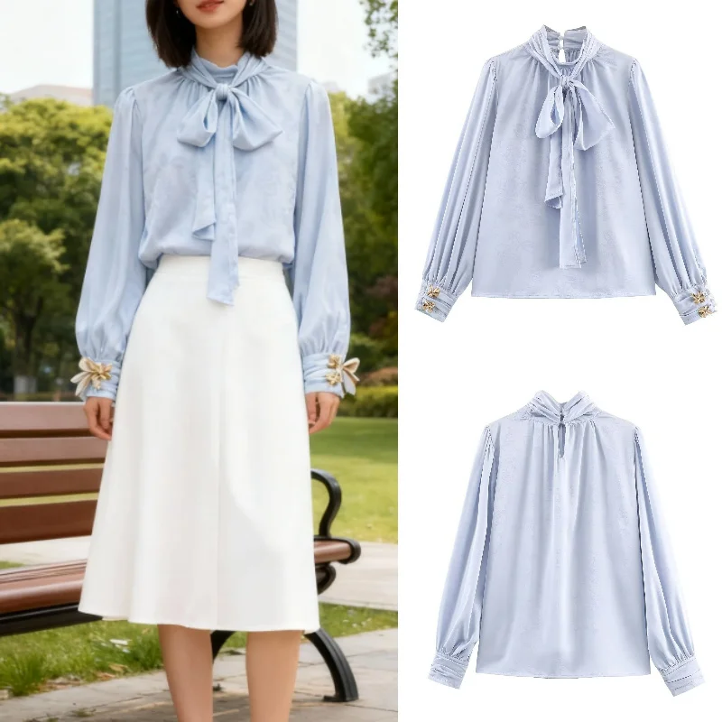 2025 Fall/Winter Fashion Trends: Sexy Women's Silk Satin Lace-up Bow Decorative Lining