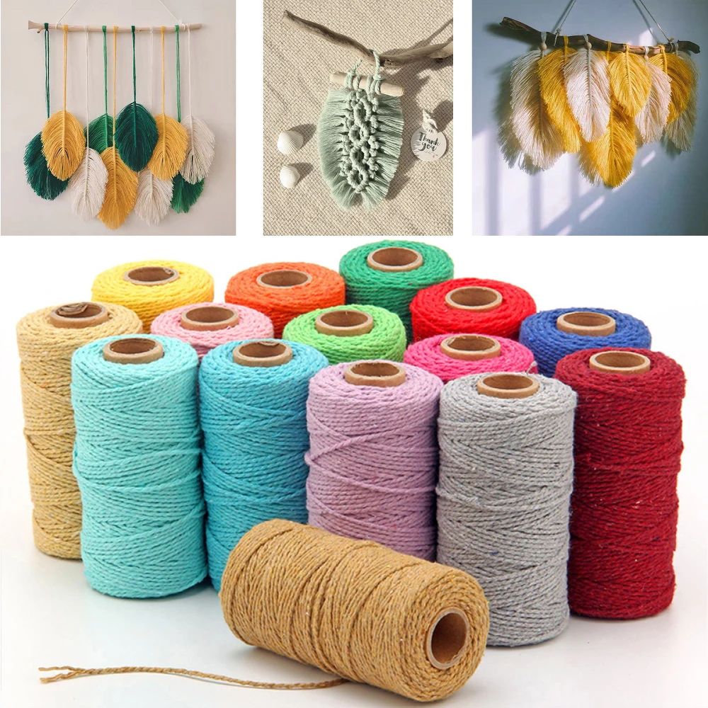 2mm 100M Macrame Cord Rope Cotton Twine Thread String Crafts DIY Sewing Handmade Wall Hangings Bohemia Wedding Party Home Decor