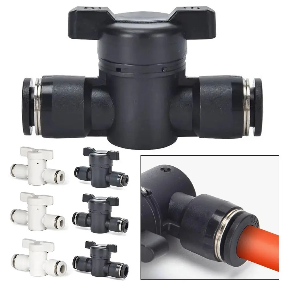 1Pcs Pipe Fitting Hand Valve Quick Joint Connector Push In Turn Switch Pneumatic Valve Current-limiting Plastic