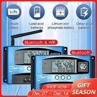 100A/60A/50A/40A/30A Bluetooth WIFI MPPT Solar Charge Controller 12V/24V 12-60V Dual USB Solar Panel Charger Regulator