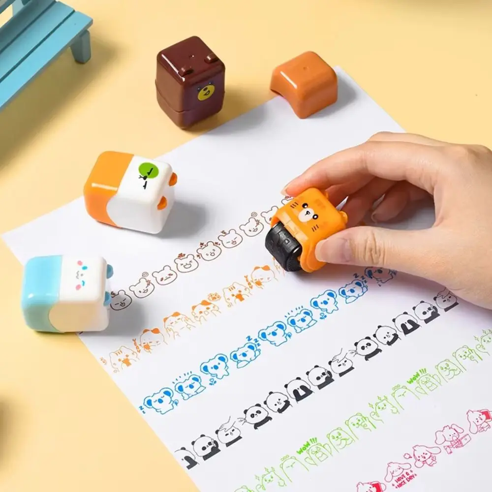 Drawing Doodle Graffiti Animals Rolling Stamp Roller Sealing DIY Handcraft Cartoon Roller Seal Panda Koala