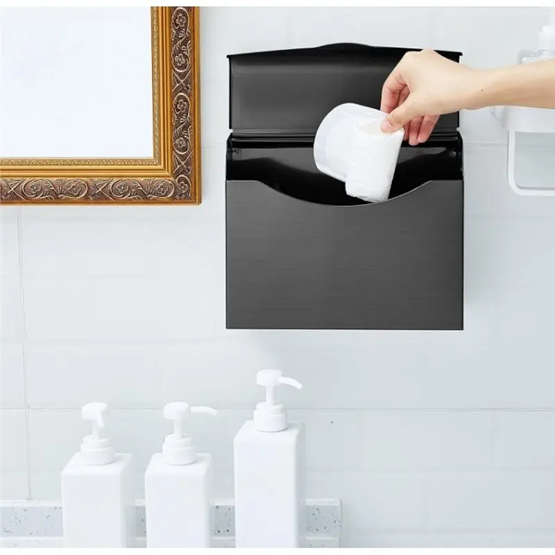 ABZS Stainless Steel Tampon Organizer Holder 24X20cm Sanitary Napkin Disposal Receptacle 2 Pcs Bathroom Waste Container