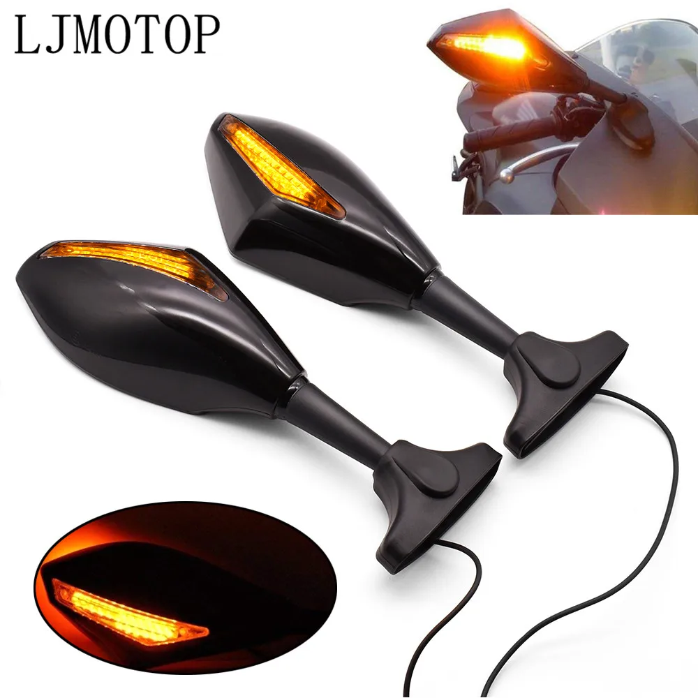 Universal Motorcycle LED Turn Signals Indicator Light Side Mirrors For Suzuki GSX 1250 1400 650F HAYABUSA GSXR1300 SV TL 1000