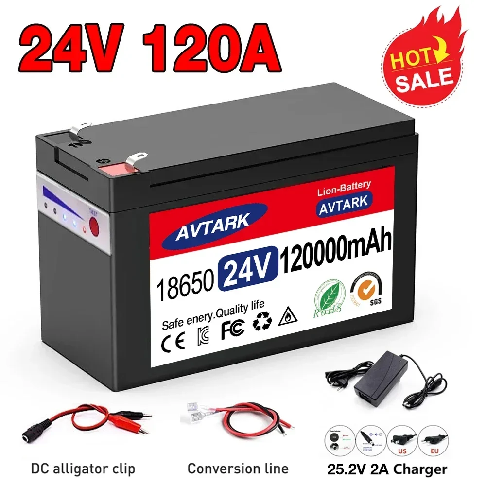 

24v Lithium battery LiFePO4 120Ah Li Ion Electric Vehicle Lithium Battery Pack 25.2V 100Ah 120Ah Built-in BMS 30A High Current