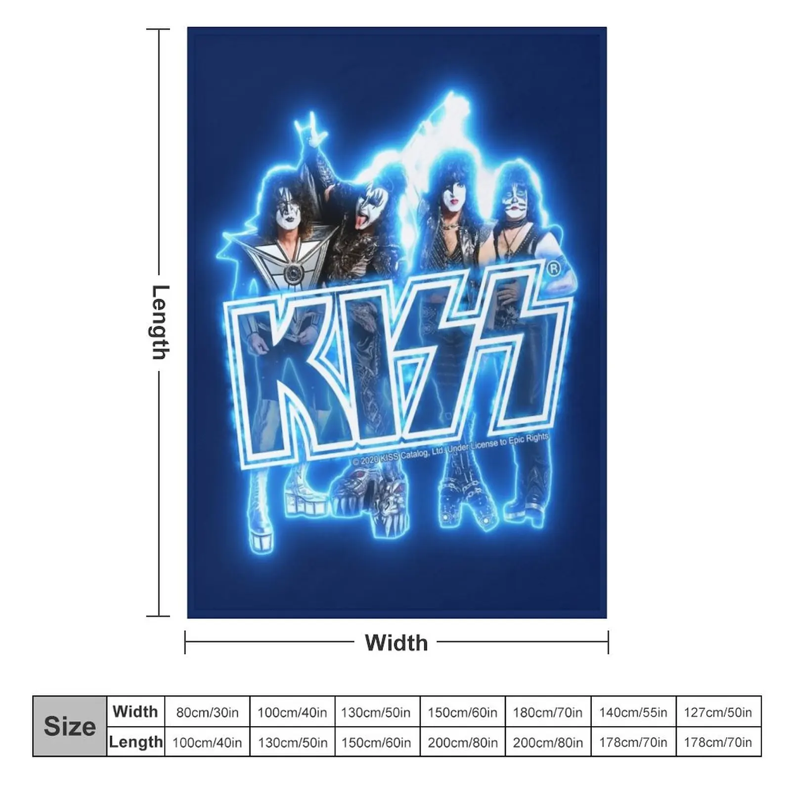 KISS ? the Band - Blue Energy Glow Throw Blanket Personalized Gift Retros Hairys Blankets