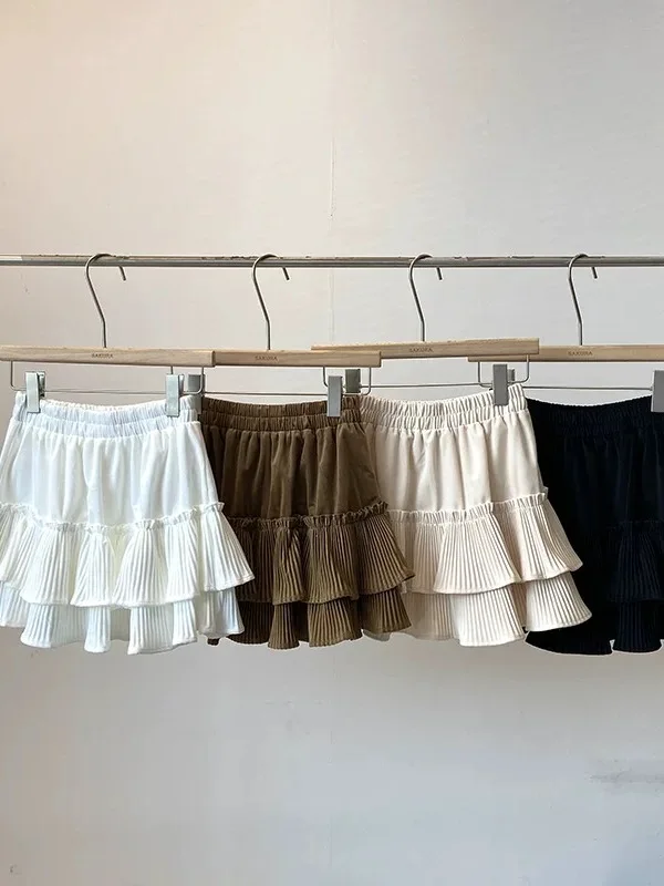 

Бархатная юбка большого размера, женская осенне-зимняя новая утягивающая юбка с высокой талией, милая кружевная пышная юбка-тортик, брюки