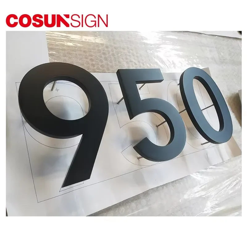 COSUN Modern Gold Metal Acrylic Reflective House Number Sign for Apartment & Hotel Rooms Wall Mounted