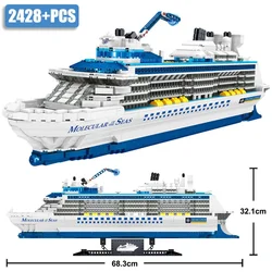 2428pcs Luxury Sea Cruise Liner Model Building Blocks Creative DIY Big Ship Ocean Liner White Boat Bricks Toys for Children Gift