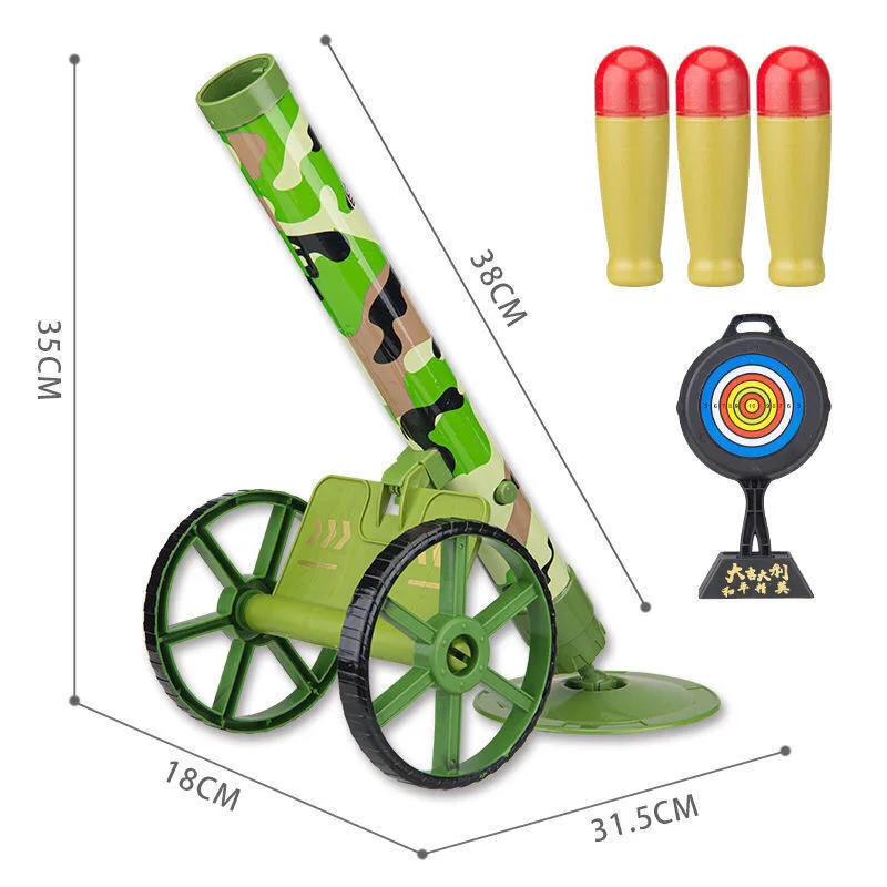 Juego de mortero de simulación para niños, pistola con ruedas, montaje, tiro automático, cañón italiano, juguete para niños, regalo de cumpleaños