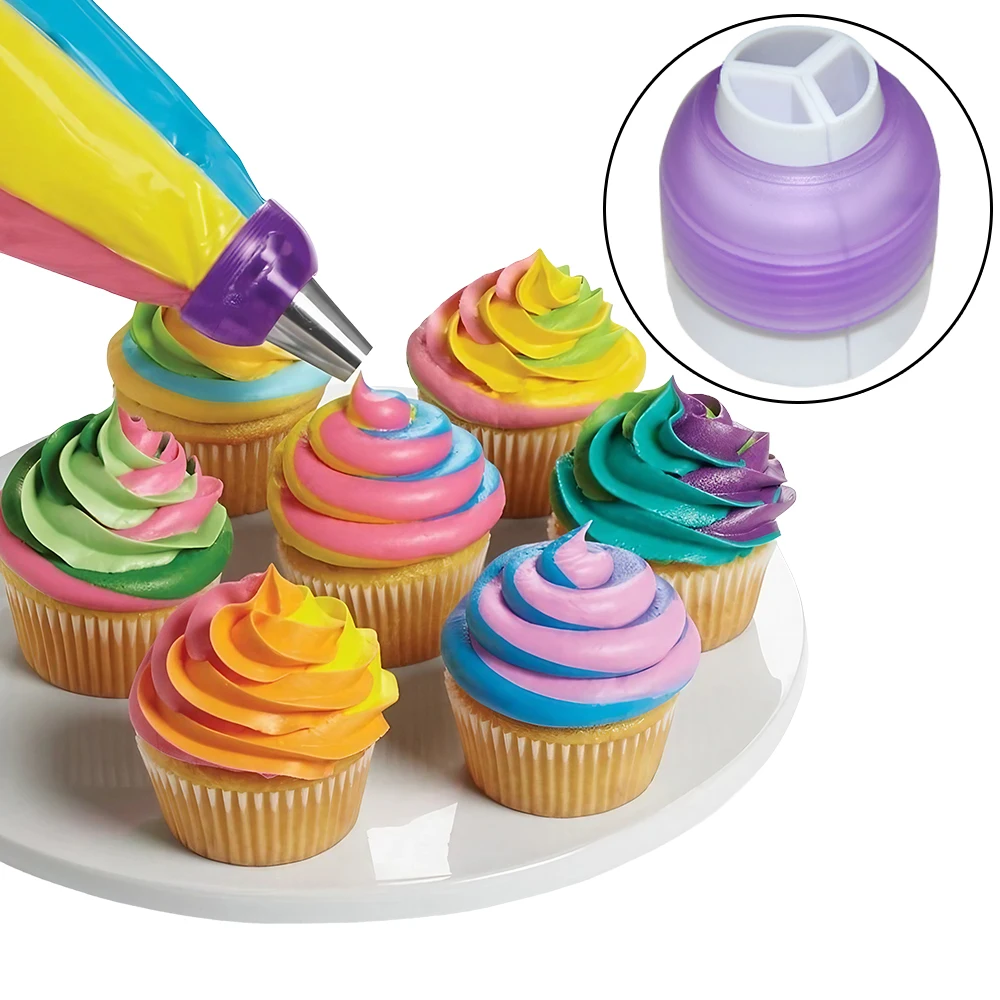 

JJYY 3 отверстия, конвертор для конструирования мешков Buttercream, смешанные 3 цвета, матовая Трубная насадка, конвертер, конструирующая насадка, конвертер