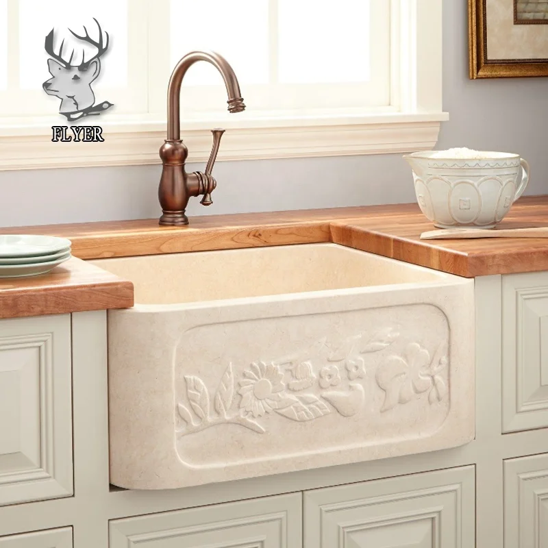 Natural stone marble bathroom/kitchen inlay bowl trough Rectangular sink