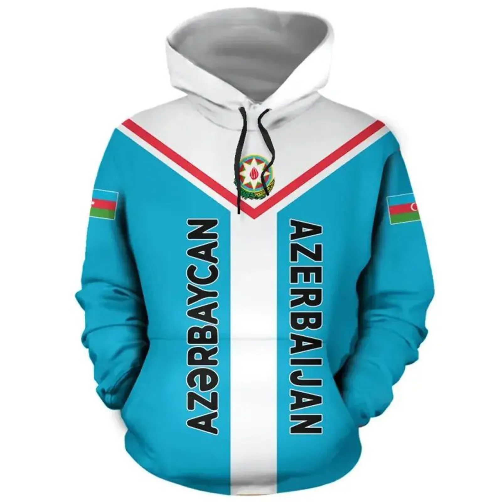 HX Fashion Mens Hoodies Azerbaijan Egoli Sweatshirts National Regional Flag Characteristics Printed Coats Pullovers Tops