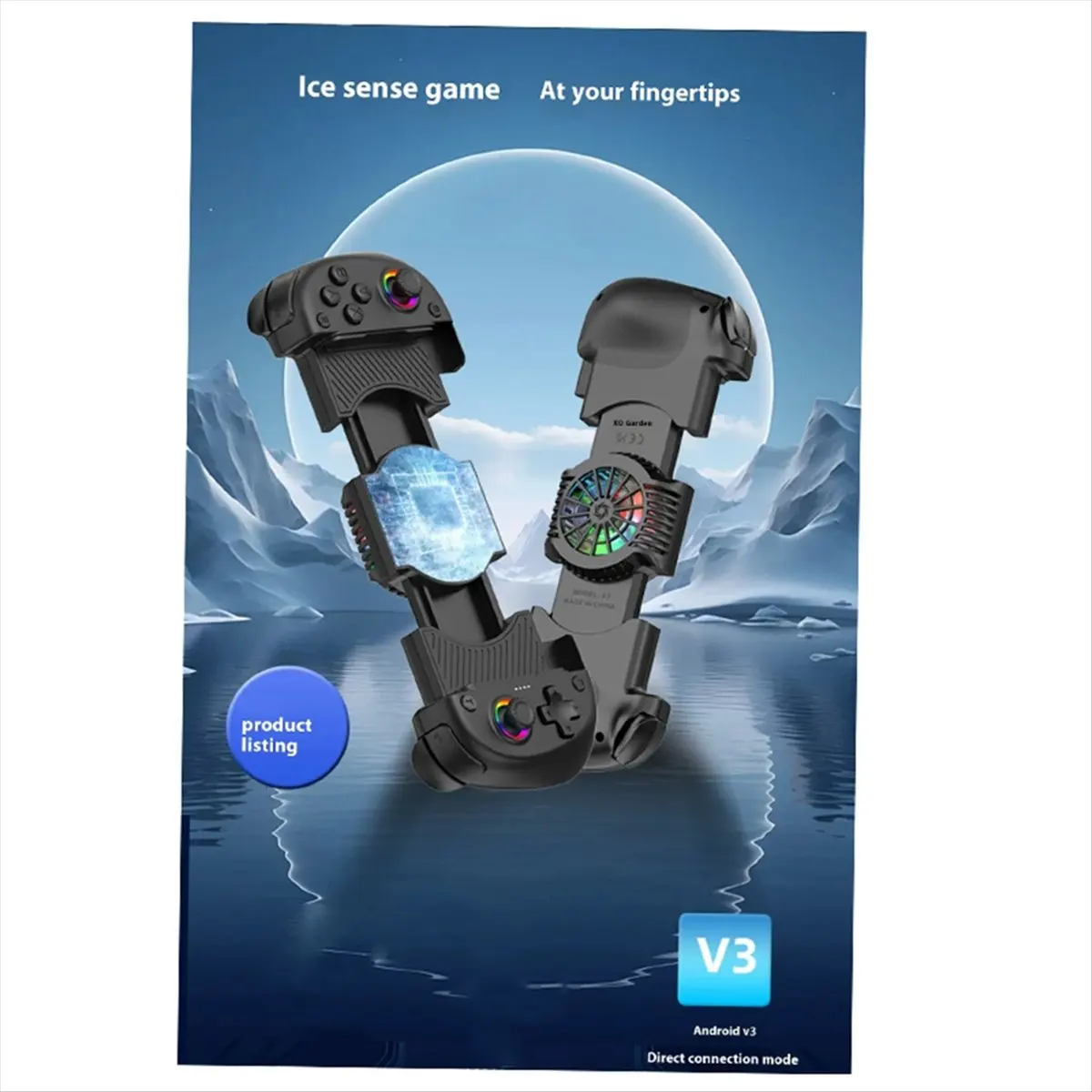 fitfit X5mini Wireless Mobile Phone Gaming Controller with Cooling Fan Bluetooth Stretchable Gamepad for Android/iOS/Steam/PC C