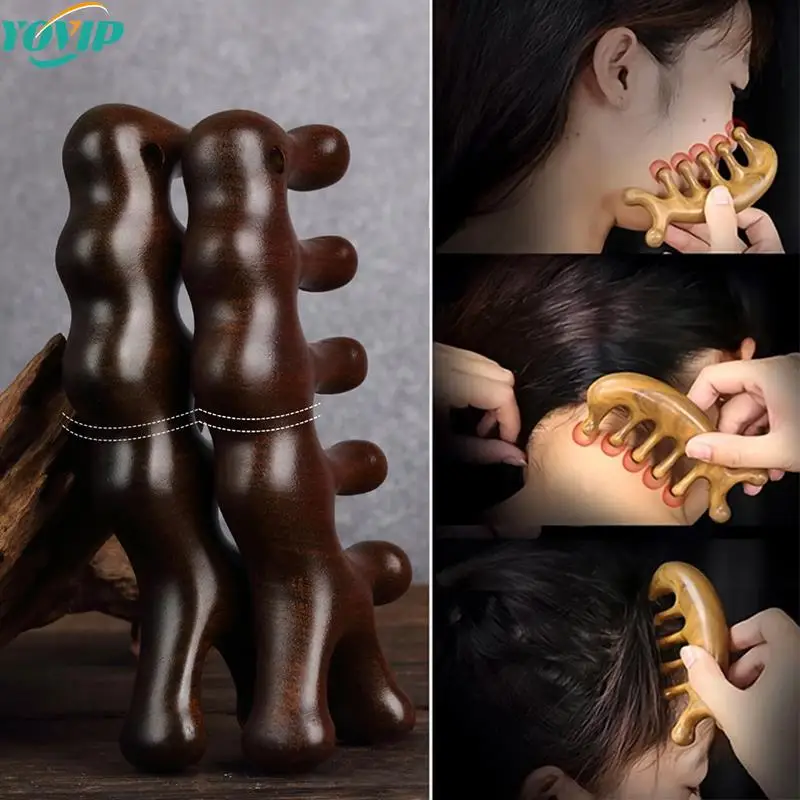 

Head Meridian Massage Comb Sandalwood Four / Five Wide Tooth Comb Acupuncture Therapy Blood Circulation Anti-static Smooth Hair